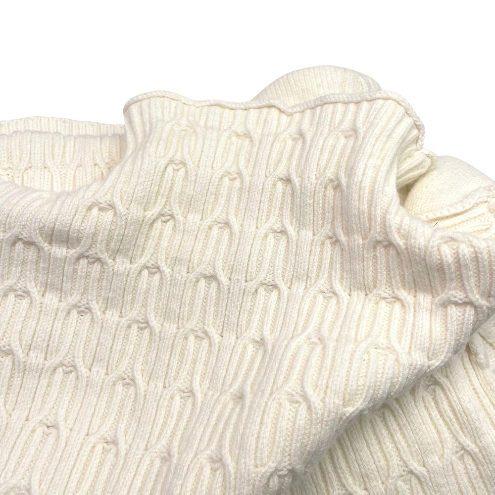 NWT Pilcro Anthropologie Cable Knit Long Swing Sweater Mock Neck Ivory L $138 - Picture 8 of 11
